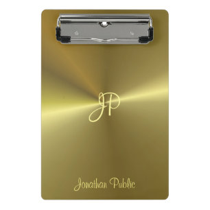 Monogrammed Template Elegant Modern Metallic Gold Mini Clipboard