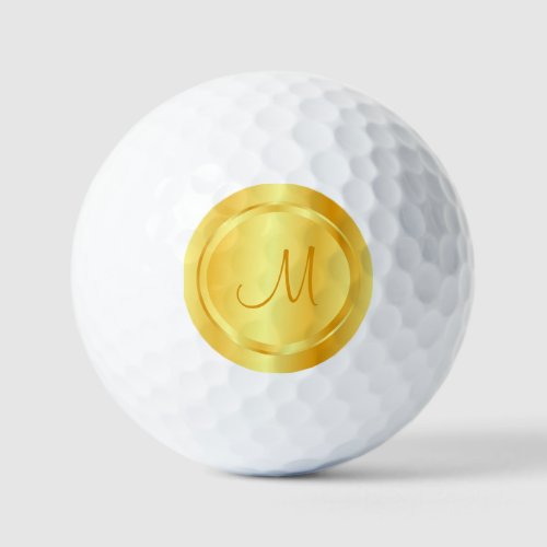 Monogrammed Template Elegant Trendy Gold Look Golf Balls