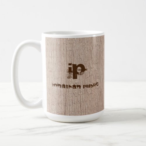 Monogrammed Template Elegant Wood Board Plank Coffee Mug