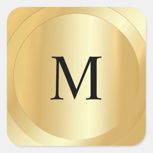 Monogrammed Template Faux Gold Custom Modern Square Sticker