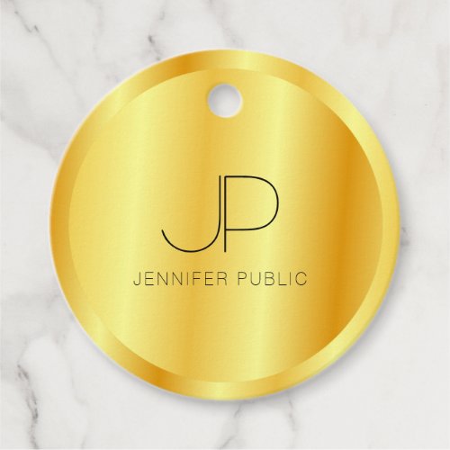 Monogrammed Template Faux Gold Metallic Look Favor Tags