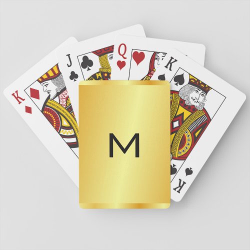 Monogrammed Template Faux Gold Metallic Look Poker Cards