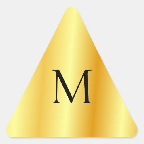 Monogrammed Template Faux Gold Modern Elegant Triangle Sticker