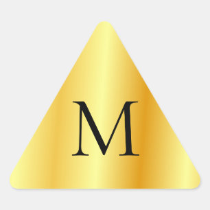 Monogrammed Template Faux Gold Modern Elegant Triangle Sticker