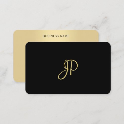 Monogrammed Template Modern Elegant Black Gold Business Card