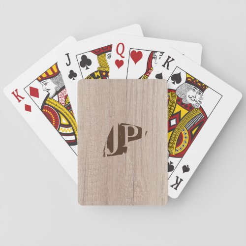 Monogrammed Template Modern Elegant Board Wood Poker Cards