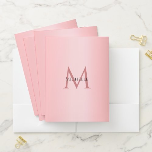 Monogrammed Template Modern Elegant Rose Gold Pocket Folder