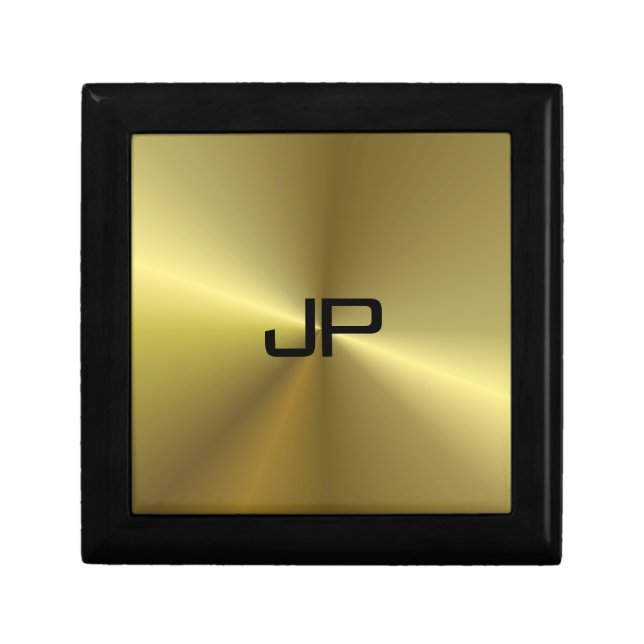 Monogrammed Template Modern Metallic Gold Look Gift Box (Front)