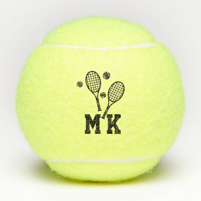 Monogrammed Tennis Initials Personalized Tennis Balls (Front)
