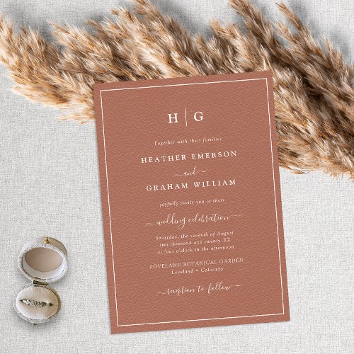 Monogrammed Terracotta Wedding Invitation