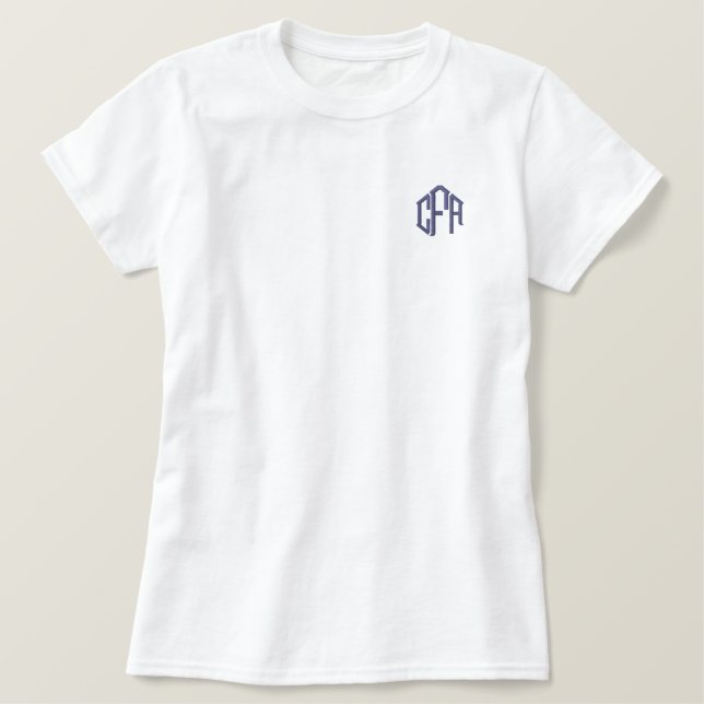 Monogrammed Three Initial Block Monogram Embroidered Shirt (Design Front)
