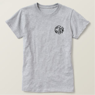 Monogrammed Three Initial Script Monogram Preppy Embroidered Shirt