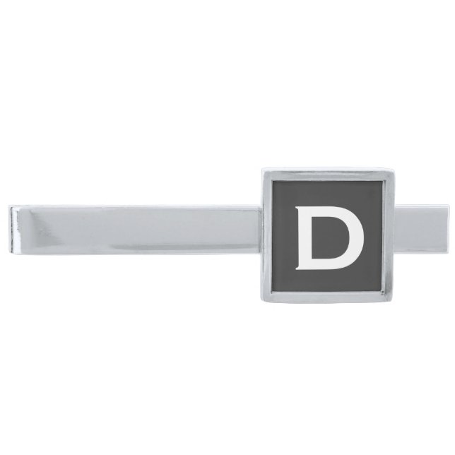 Monogrammed tie clip | Silver plated with initial (Front)