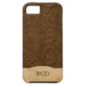 Monogrammed Tooled Leather Look Rustic Country iPhone SE/5/5s Case