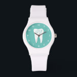 Monogrammed tooth watch for dentist or assistant<br><div class="desc">Monogrammed tooth watch for dentist or assistant. Personalized wrist watch with name initials. Elegant Birthday gift idea for dental office worker,  dentistry practice,  dental assistant,  mouth hygienist,  orthodontist,  co worker,  colleague,  friend,  kids etc.</div>