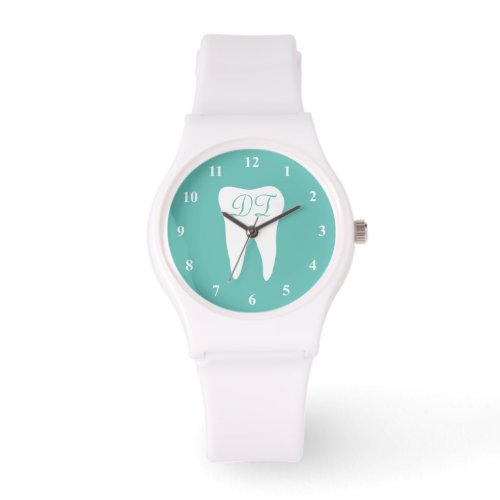 Monogrammed tooth watch for dentist or assistant