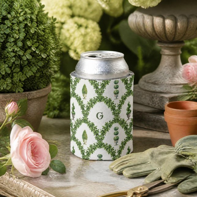 Monogrammed Topiary Tree Garden  Can Cooler (Topiary Trellis Can Cooler)