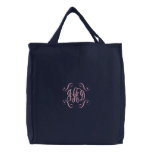 Monogrammed Tote Bag, Green and Pink