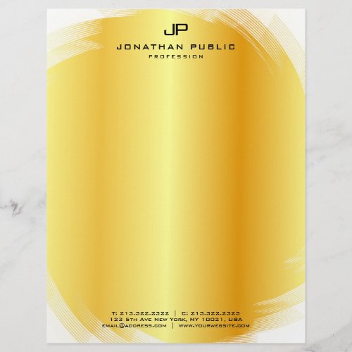 Monogrammed Trendy Faux Gold Template Elegant Letterhead