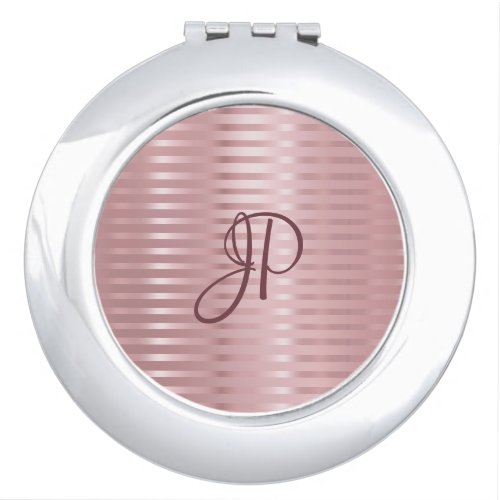 Monogrammed Trendy Rosegold Look Template Compact Mirror