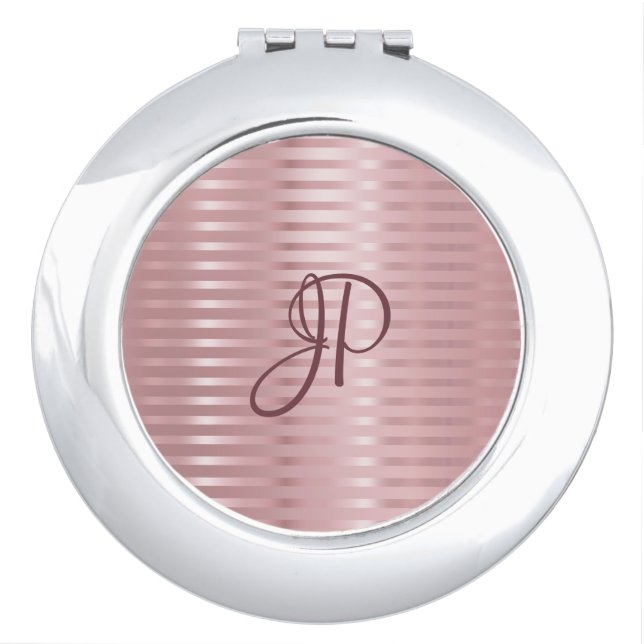 Monogrammed Trendy Rosegold Look Template Compact Mirror (Front)