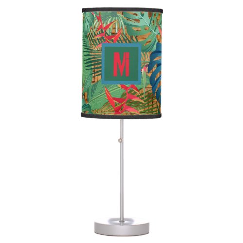 Monogrammed Tropical Floral Table Lamp