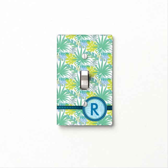 Monogrammed Tropical Light Switch Cover (In Situ)
