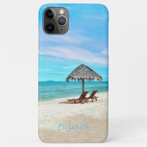 Monogrammed Tropical Ocean Beach Landscape iPhone 11 Pro Max Case