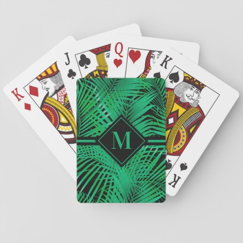 Monogrammed Tropical Palm Playing Cards
