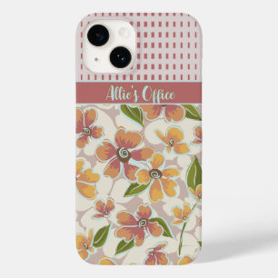 Monogrammed Tropical Retro Floral and Checks Case-Mate iPhone 14 Case
