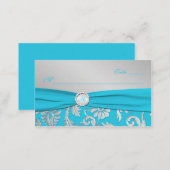 Monogrammed Turquoise and Silver Place Cards (Front/Back)