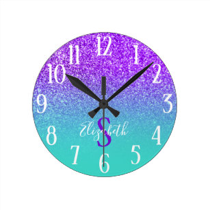 Personalized Boutique Black White Pink Flower Wall Clock Girl gift Decor 