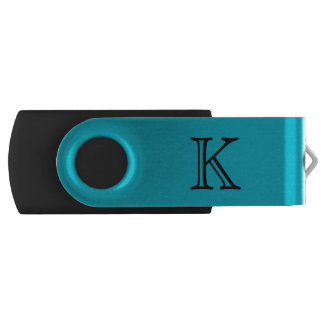 Monogrammed Turquoise Blue Swivel USB Drive