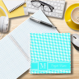 Monogrammed Turquoise Houndstooth Graph Paper Notebook