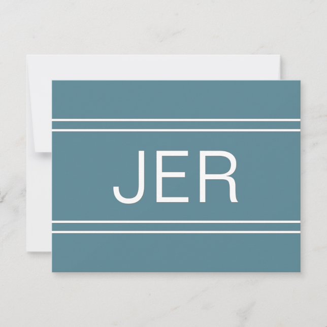 Monogrammed Turquoise Personalized Name Initial Note Card (Front)