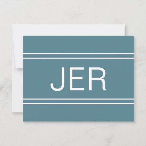 Monogrammed Turquoise Personalized Name Initial Note Card