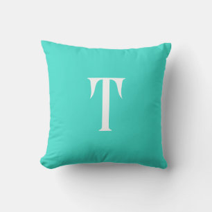 Monogrammed Turquoise Throw Pillow