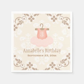 Monogrammed Tutu Ballet Themed Birthday Paper Napkins by OccasionInvitations at Zazzle