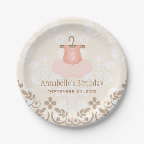 Monogrammed Tutu Ballet Themed Birthday Paper Plates