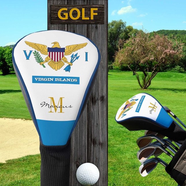 Monogrammed US Virgin Islands Flag Golf clubs, Golf Head Cover (Creator Uploaded)