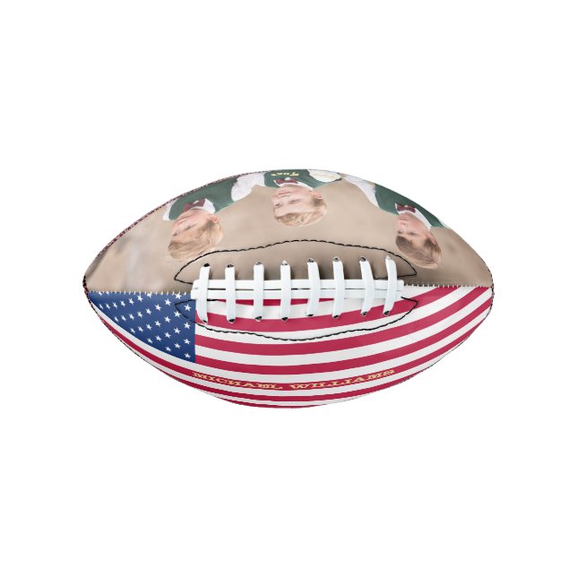 Monogrammed USA American Flag Team Photo Patriotic Football (Front)