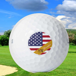 Monogrammed USA Golf & American Flag / Golden Balls