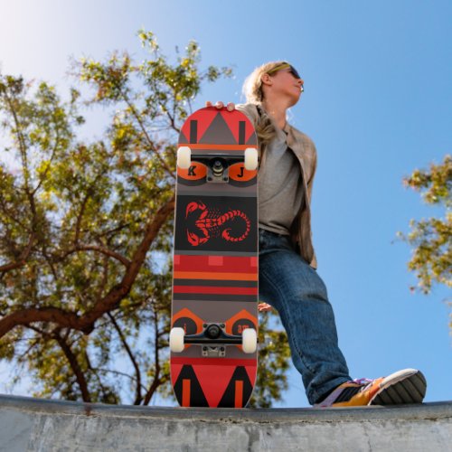 Monogrammed Very Colorful Red Scorpion Skateboard