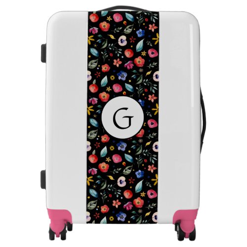 Monogrammed Vibrant Colorful Wildflowers  Luggage
