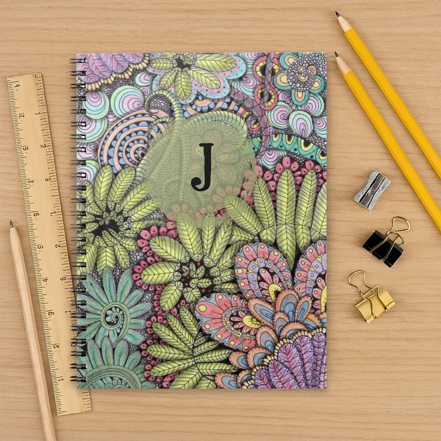Monogrammed Vibrant Floral Creative Artistic Notebook (Creator Uploaded)