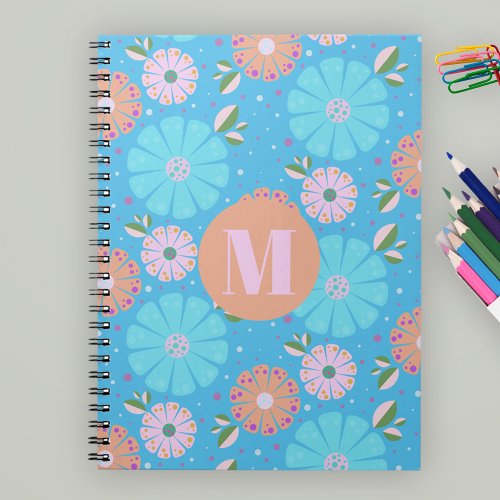 Monogrammed Vibrant Folk Art Floral Pattern