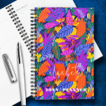 Monogrammed Vibrant Leaf Pattern Planner<br><div class="desc">This personalized planner features your monogram and first name in chic lettering on a background of vibrant leaves in cool colors. Ideal for yourself or a great gift for any occasion.</div>