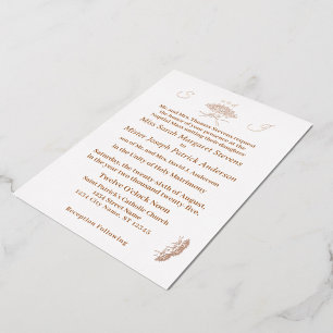 Monogrammed Victorian Wedding Invitation Foil Invitation