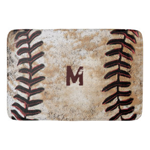 Baseball Bathroom Decor Bath Beauty Zazzle Monogrammed Vintage Baseball Bath Rug For Man Cave