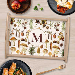 Monogrammed Vintage Pine Forest Treasures Pattern Serving Tray